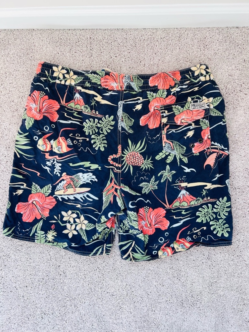 Ralph Lauren Navy Floral & Coral Swim Shorts men’s XXL - Picture 4 of 7